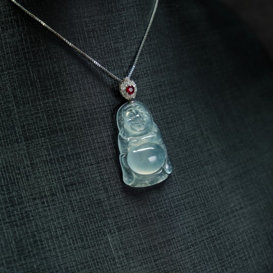 心笑弥勒冰种吊坠