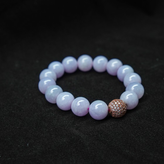 紫罗兰翡翠手串（满钻转运珠）