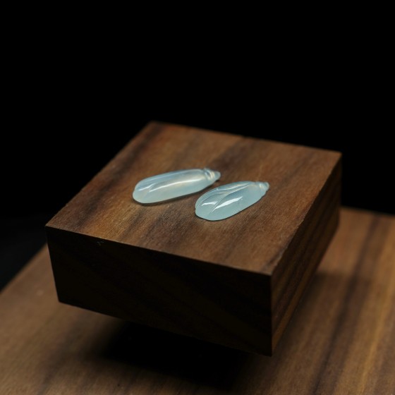 玉魂双影 · 冰种玉兰花裸石（对装，可定制耳饰）