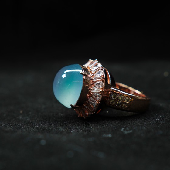 蓝钢冰种翡翠蛋面（可定制）